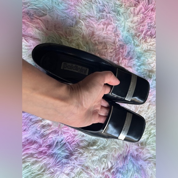 Rare Baldinini black block heel shoes Pure Leather-7.5 US 36 vintage european - Picture 11 of 16